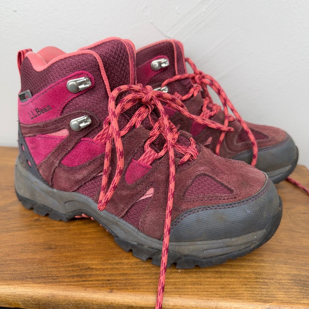 LL Bean Kids TEK 2.5 Waterproof Hiking Boots Burgundy Pink Size 5
